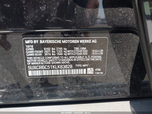 5UXCR6C51KLK83828 BMW X5 Xdrive40i