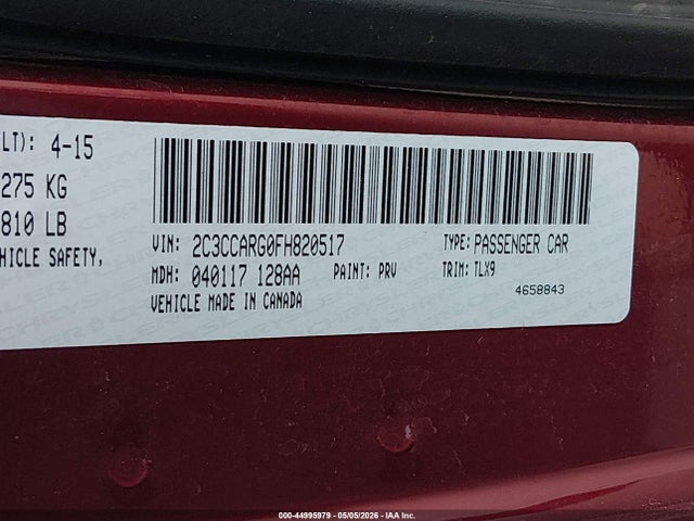 Aukcja sprzedaży 2015 Chrysler 300 Limited, vin: 2C3CCARG0FH820517, numer aukcji: 44995979