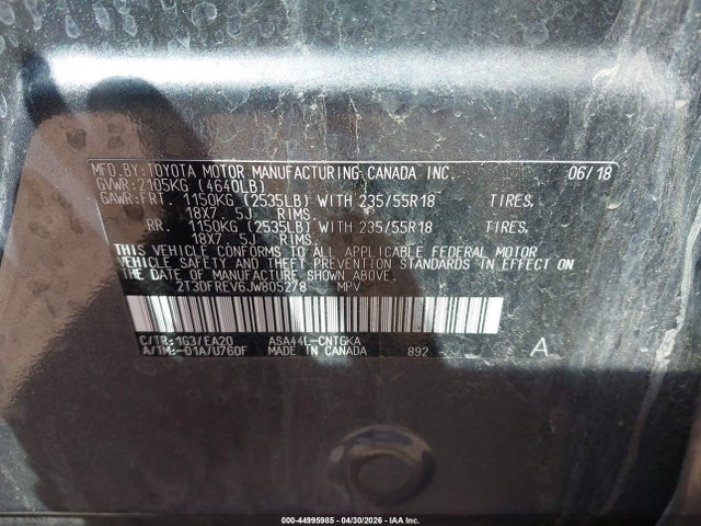 2T3DFREV6JW805278 Toyota Rav4 Limited