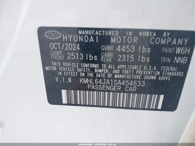 2025 Hyundai Sonata Sel მანქანა იყიდება აუქციონზე, vin: KMHL64JA1SA454633, აუქციონის ნომერი: 44995987