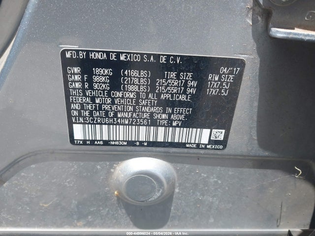 44996024 :رقم المزاد ، 3CZRU6H34HM723561 vin ، 2017 Honda Hr-v Lx مزاد بيع