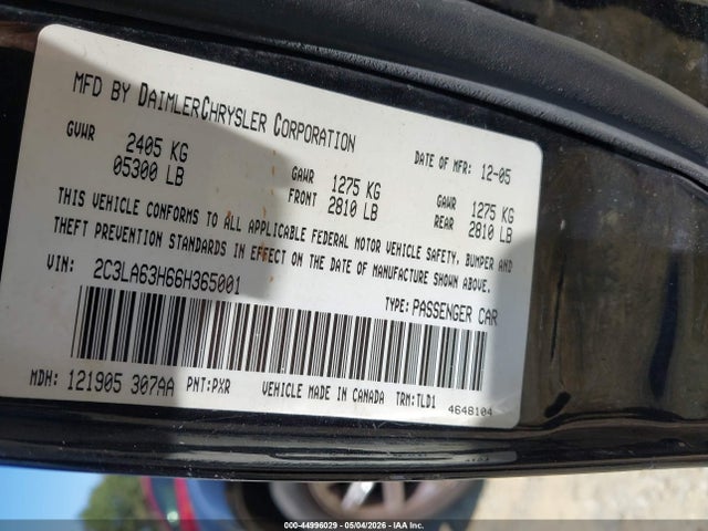 44996029 :رقم المزاد ، 2C3LA63H66H365001 vin ، 2006 Chrysler 300c مزاد بيع