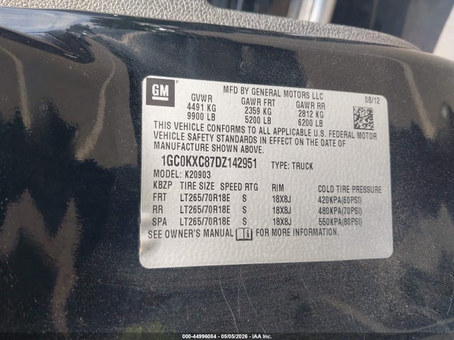 Aukcja sprzedaży 2013 Chevrolet Silverado 2500hd Lt, vin: 1GC0KXC87DZ142951, numer aukcji: 44996084
