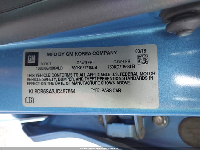 Chevrolet Spark Ls Cvt 2018 KL8CB6SA3JC467664 Image 9