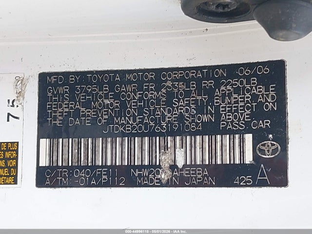 Продаж на аукціоні авто 2006 Toyota Prius, vin: JTDKB20U763191084, номер лоту: 44996118
