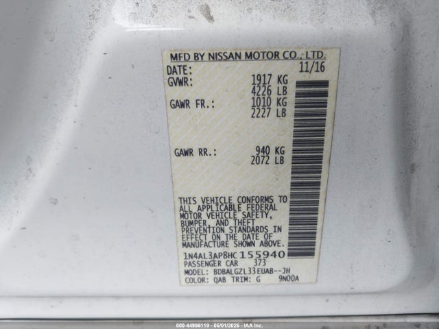 1N4AL3AP8HC155940 Nissan Altima 2.5 S
