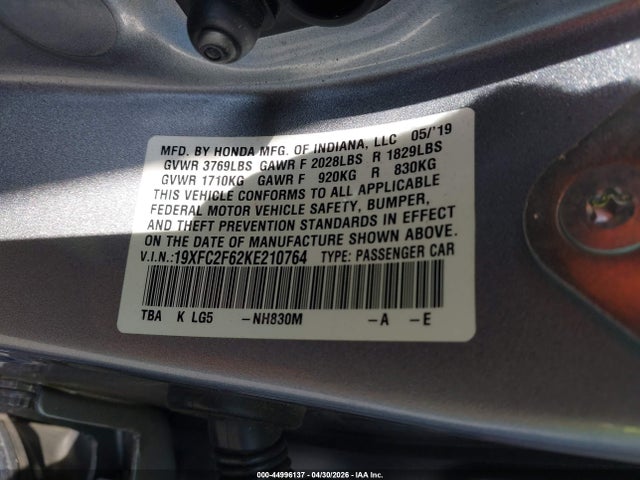 19XFC2F62KE210764 Honda Civic Lx