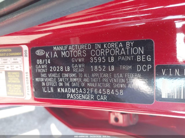 Aukcja sprzedaży 2015 Kia Rio Lx, vin: KNADM5A32F6458458, numer aukcji: 44996188