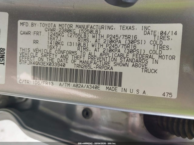 Toyota Tacoma Prerunner 2014 5TFJX4GN3EX033940 Image 9