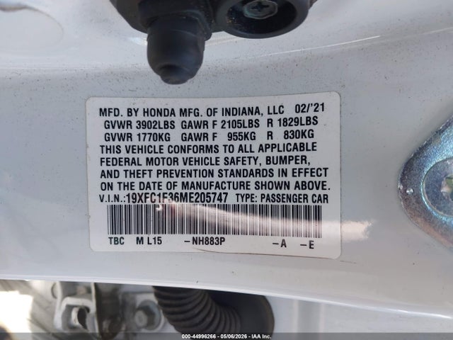 Honda CIVIC EX 2021 19XFC1F36ME205747 Image 9