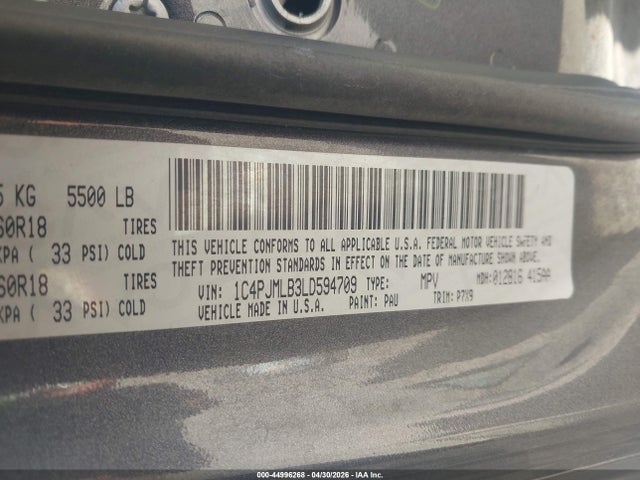 Aukcja sprzedaży 2020 Jeep Cherokee Altitude 4x4, vin: 1C4PJMLB3LD594709, numer aukcji: 44996268