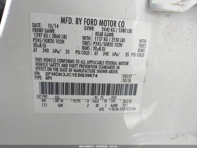 Ford EDGE SEL 2014 2FMDK3JC1EBB39674 Image 9