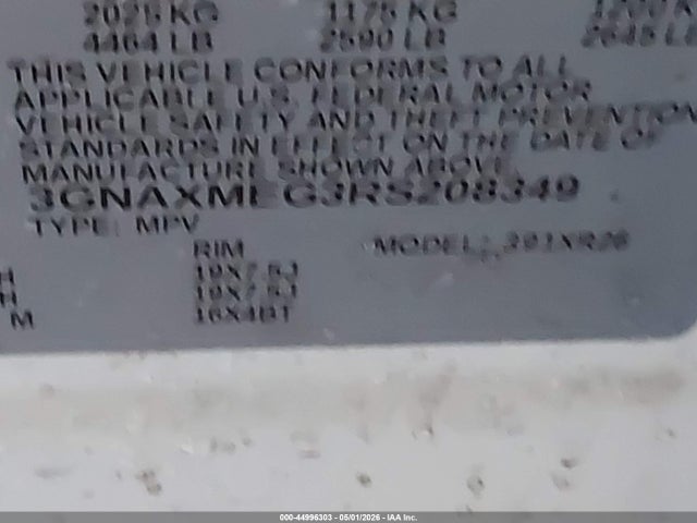 3GNAXMEG3RS208349 Chevrolet Equinox Fwd Rs