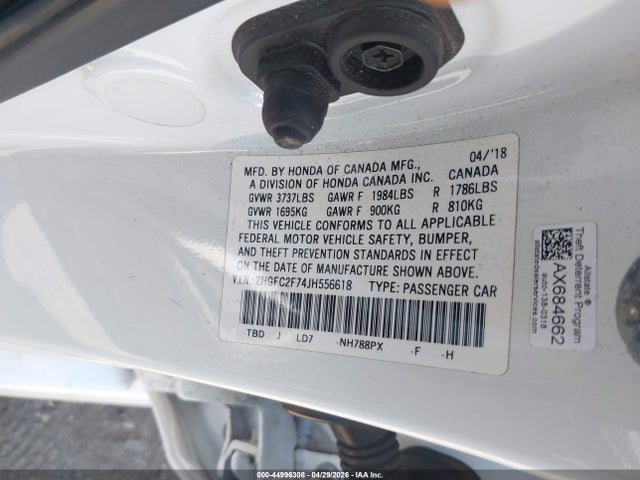 Honda CIVIC EX 2018 2HGFC2F74JH556618 Image 9