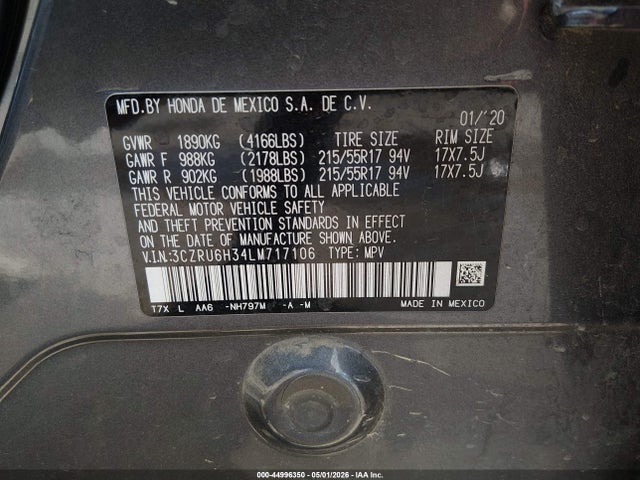 Honda Hr-v Awd Lx 2020 3CZRU6H34LM717106 Image 9