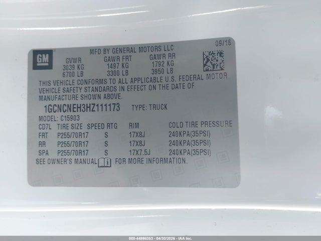 1GCNCNEH3HZ111173 Chevrolet Silverado 1500 Wt
