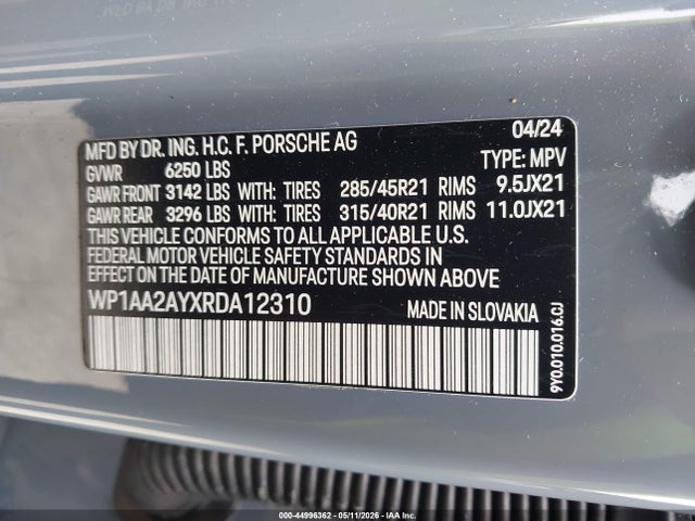 Продаж на аукціоні авто 2024 Porsche Cayenne, vin: WP1AA2AYXRDA12310, номер лоту: 44996362