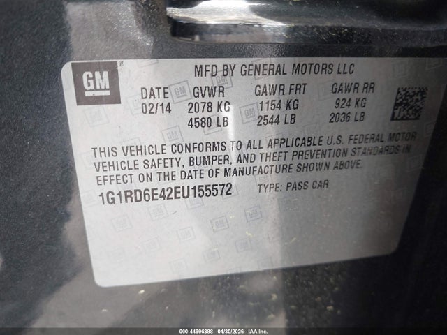 Продаж на аукціоні авто 2014 Chevrolet Volt, vin: 1G1RD6E42EU155572, номер лоту: 44996388