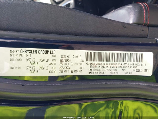 Aukcja sprzedaży 2012 Dodge Durango R/t, vin: 1C4SDJCT5CC205292, numer aukcji: 44996424