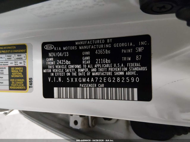 Aukcja sprzedaży 2014 Kia Optima Lx, vin: 5XXGM4A72EG282590, numer aukcji: 44996439
