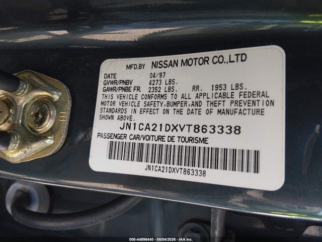 44996440 :رقم المزاد ، JN1CA21DXVT863338 vin ، 1997 Nissan Maxima Gle/gxe/se مزاد بيع