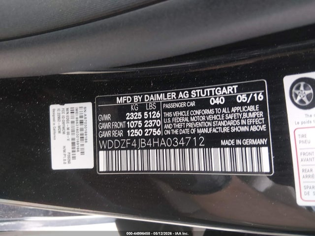 Aukcja sprzedaży 2017 Mercedes-benz E 300, vin: WDDZF4JB4HA034712, numer aukcji: 44996458