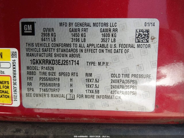 Продажа на аукционе авто 2014 Gmc Acadia Slt-1, vin: 1GKKRRKD3EJ261714, номер лота: 44996468