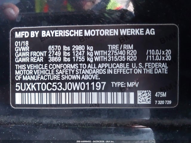2018 Bmw X5 Edrive Xdrive40e Iperformance მანქანა იყიდება აუქციონზე, vin: 5UXKT0C53J0W01197, აუქციონის ნომერი: 44996493