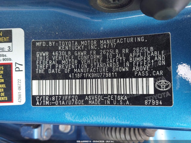 4T1BF1FK9HU779811 Toyota CAMRY SE