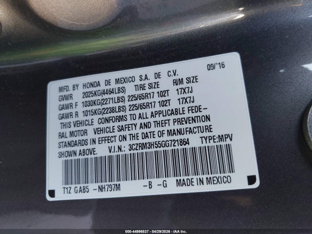 Honda CR-V EX 2016 3CZRM3H55GG721864 Image 9