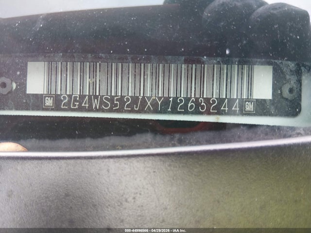 2000 Buick Century Custom მანქანა იყიდება აუქციონზე, vin: 2G4WS52JXY1263244, აუქციონის ნომერი: 44996566