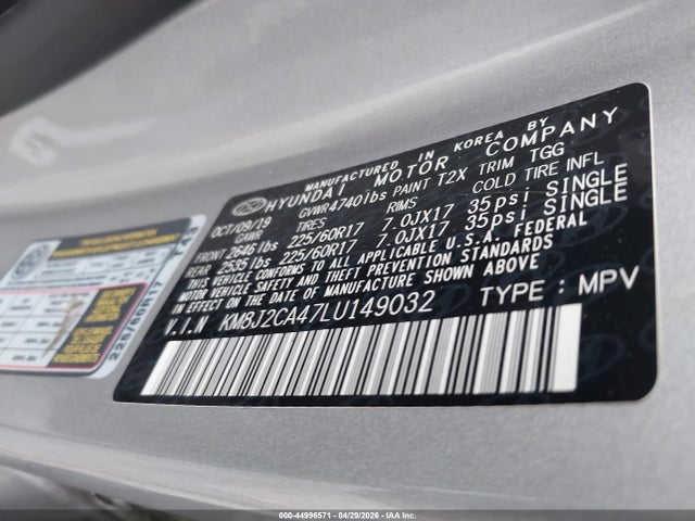 Продажа на аукционе авто 2020 Hyundai Tucson Se, vin: KM8J2CA47LU149032, номер лота: 44996571