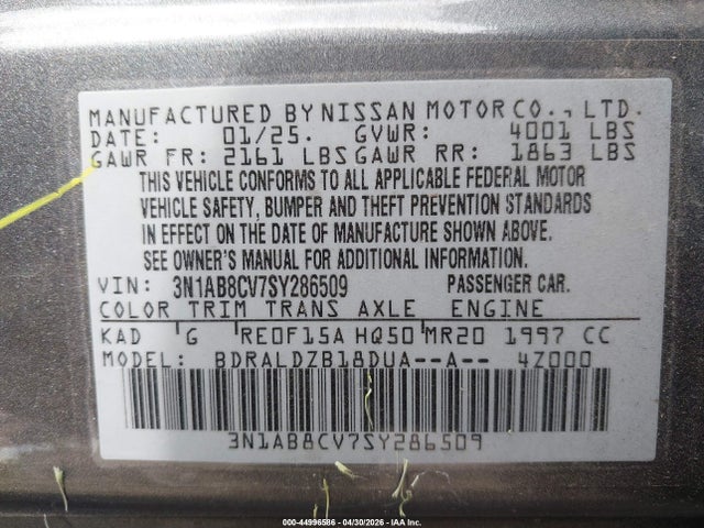 Nissan SENTRA SV 2025 3N1AB8CV7SY286509 Image 9