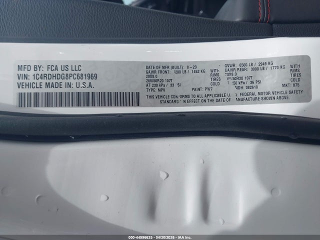 Aukcja sprzedaży 2023 Dodge Durango Gt Plus Rwd, vin: 1C4RDHDG8PC681969, numer aukcji: 44996625