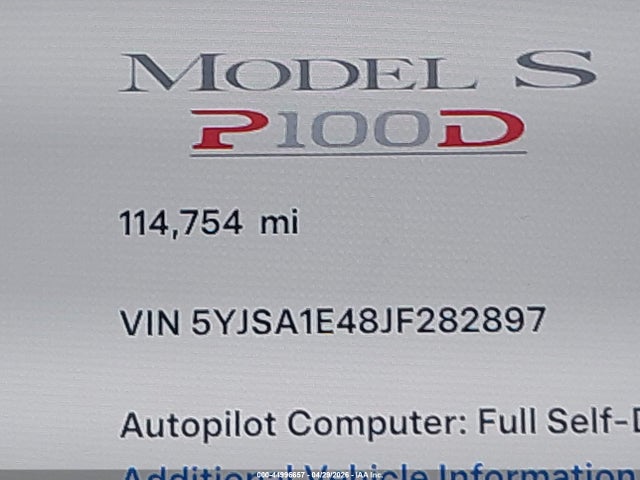 Auction sale of the 2018 Tesla Model S, vin: 5YJSA1E48JF282897, lot number: 44996657