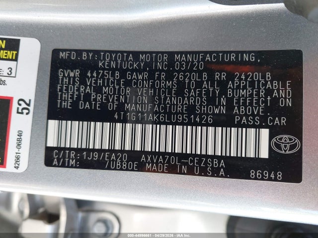 4T1G11AK6LU951426 Toyota CAMRY SE