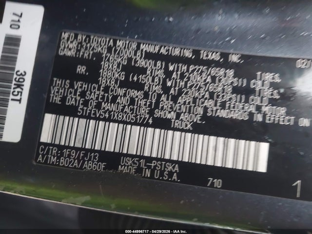 Aukcja sprzedaży 2008 Toyota Tundra Sr5 5.7l V8, vin: 5TFEV541X8X051774, numer aukcji: 44996717