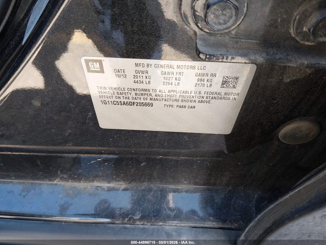 2013 Chevrolet Malibu 1lt მანქანა იყიდება აუქციონზე, vin: 1G11C5SA6DF205669, აუქციონის ნომერი: 44996718