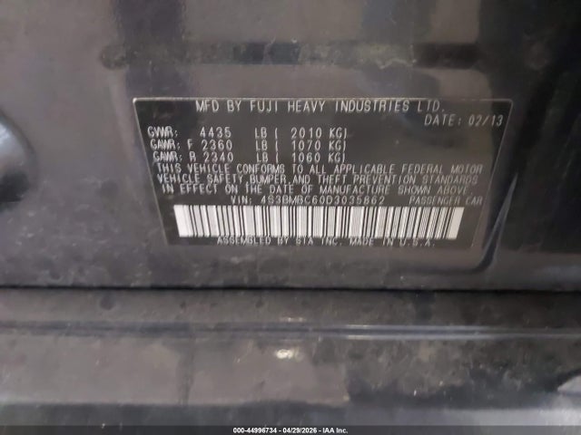 Продаж на аукціоні авто 2013 Subaru Legacy 2.5i Premium, vin: 4S3BMBC60D3035862, номер лоту: 44996734
