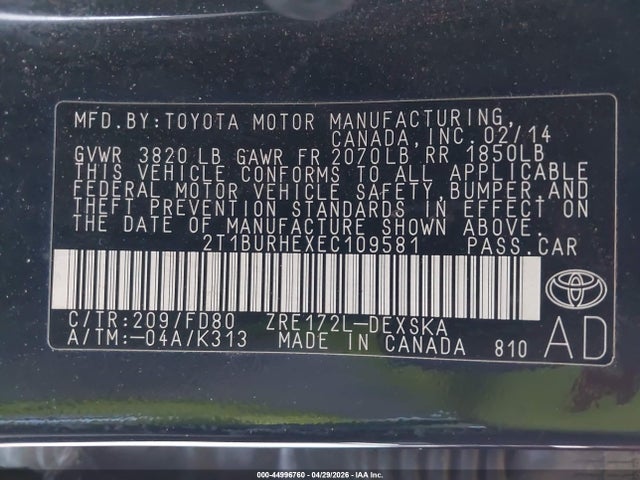 Toyota Corolla S Plus 2014 2T1BURHEXEC109581 Image 9