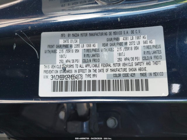 44996788 :رقم المزاد ، 3MVDMBBM2RM654878 vin ، 2024 Mazda Cx-30 2.5 S Select Sport مزاد بيع