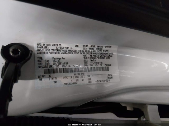 Aukcja sprzedaży 2017 Ford Focus Se, vin: 1FADP3F25HL315402, numer aukcji: 44996810