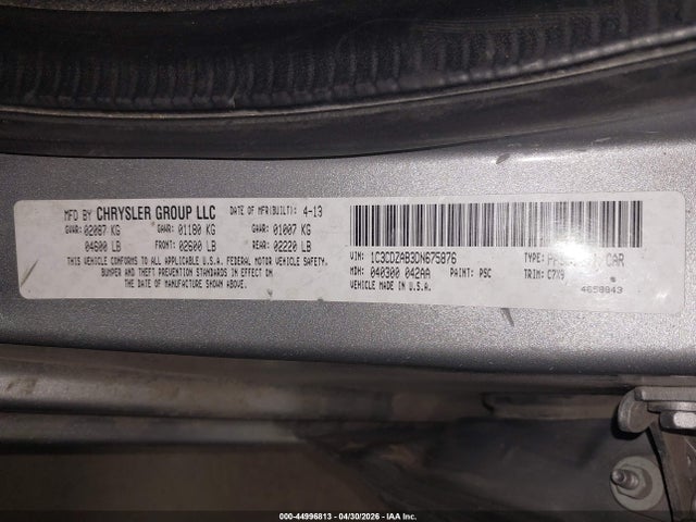 Продажа на аукционе авто 2013 Dodge Avenger Se, vin: 1C3CDZAB3DN675876, номер лота: 44996813
