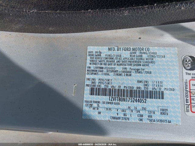 Продажа на аукционе авто 2007 Ford Mustang V6 Deluxe/v6 Premium, vin: 1ZVFT80N175244052, номер лота: 44996835