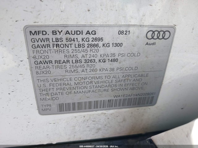 WA1E2AFY4N2009261 Audi Q5 Premium Plus 55 Tfsi E S Line Quattro S Tronic