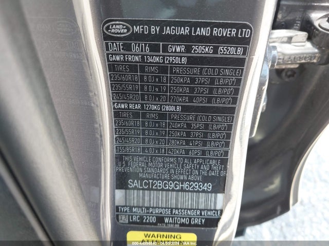 SALCT2BG9GH629349 Land Rover Discovery Sport Hse Lux