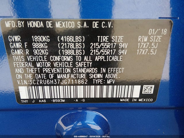 3CZRU6H37JG711862 Honda HR-V LX