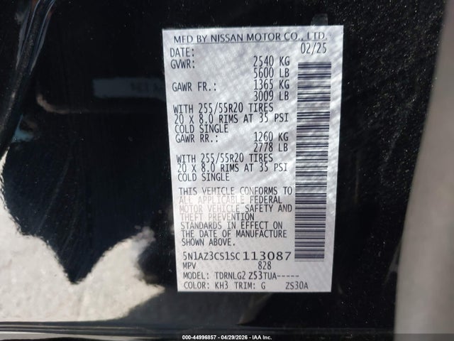 Nissan MURANO SL 2025 5N1AZ3CS1SC113087 Image 9