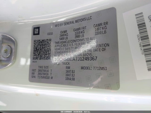 Chevrolet Colorado Wt 2018 1GCHSBEA7J1249367 Image 9
