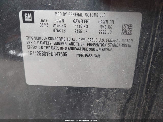 Продаж на аукціоні авто 2015 Chevrolet Impala 2lt, vin: 1G1125S31FU147506, номер лоту: 44996882